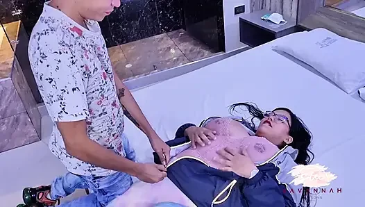 Beautiful chubby girl loses her virginity to her skinny boyfriend in a motel - Savannah Watson