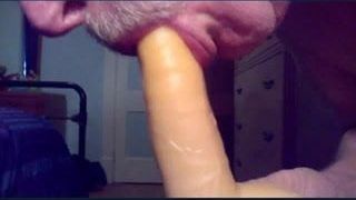 Wanking and playing with toy
