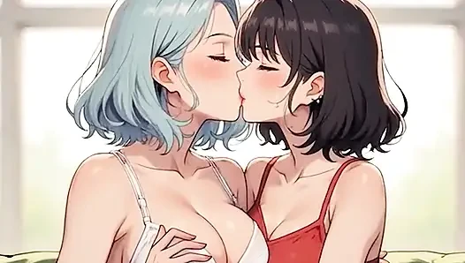 AI Generated Cartoon content, Uncensored video of 18 Year old Anime Girl, Kissing Orgasm of Mature Women