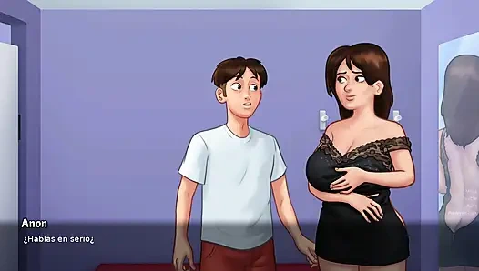 Adik tiri dan ibu tiri berbagi kontol penyewa mereka - summertime saga