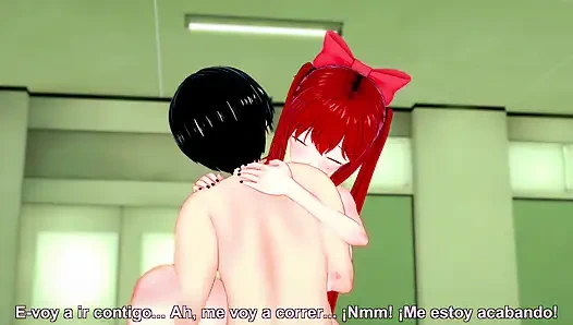 Трахаю его сладкую рыжую подругу, слушая ее сладкие стоны - хентай