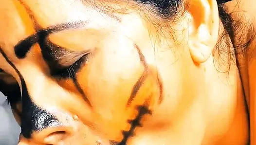 Besessene, heiße Nachbarin macht den besten Blowjob mit Sperma im Mund und schluckt alles hinunter. ASMR Stöhnen und Sperma schlucken