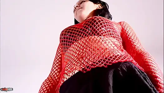 Erika: Pretty Petite Brunette Erika Removing Clothes on the Sofa