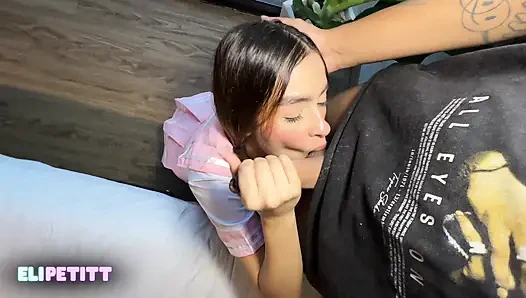 I hide in my crush's bathroom in my uniform so I can suck his dick when he gets home.