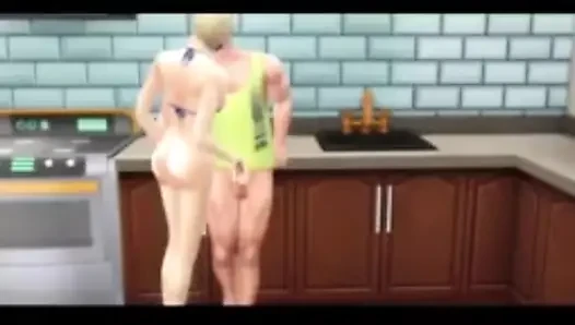 Sims 4 - büyük memeli üvey anne mutfakta dölleniyor
