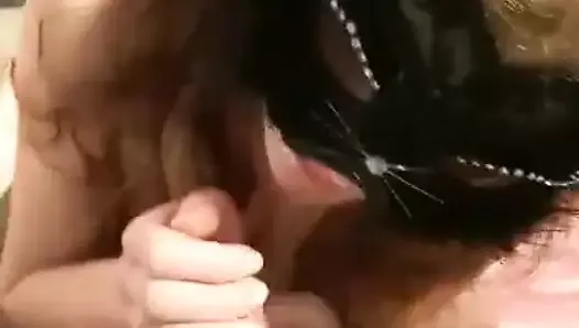 Blowjob from his point of view, warm cum on body