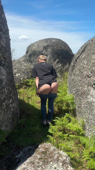 Pulled down my jeans behind these big rocks because i just felt like showing