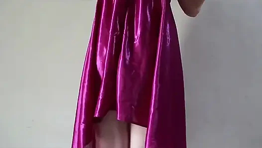 Very Clear Bali Girl, Her Hobby Is Colmek Again - Masturbate Using My Purple Silk Satin Dress