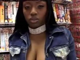 Super Big Tit Black Babe Fucks In Sex Shop!