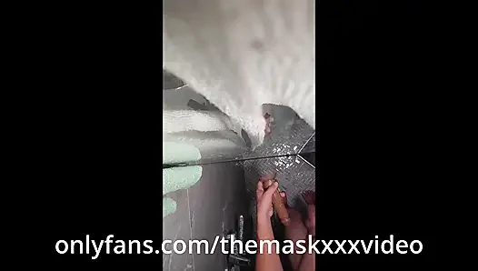 Fucking myself with a big dildo in the shower