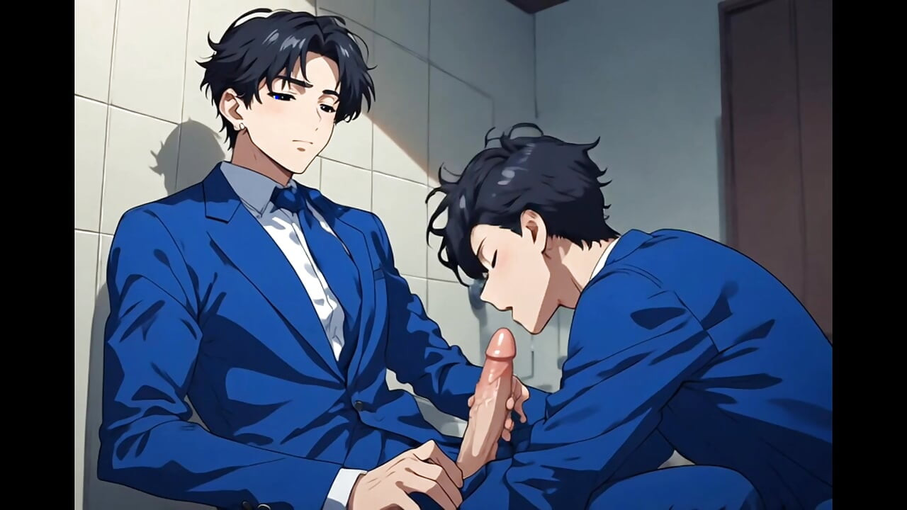 Collage gay baise dans la salle de bain