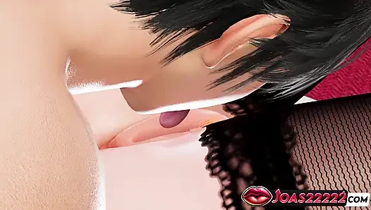 Horny Ginger Black Stockings 3D Hentai - Big Tits Teased Loudly, Intense Pussy Fingering Close Up & Cunnilingus