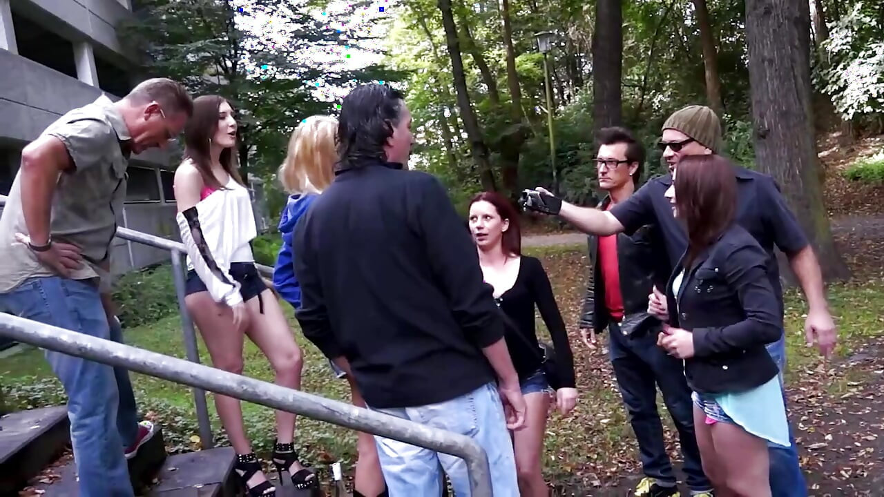 Wild Outdoor DP Gangbang with Horny Babes