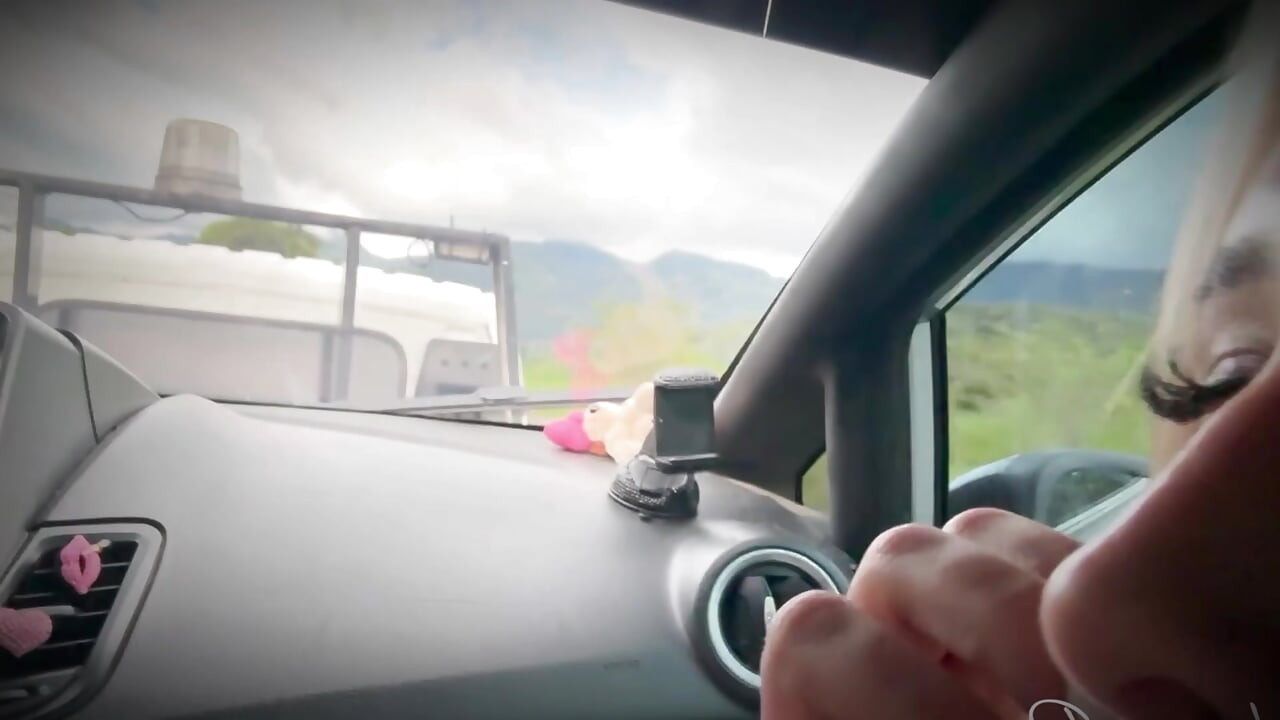 We fucked inside a tow truck while our car was being driven