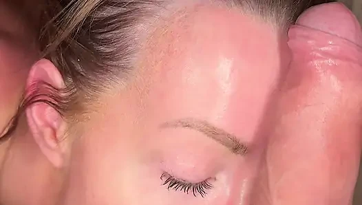 POV - Sloppy Blowjob by Busty Redhead Zoe Grey Showing off the Huge Cumshot on Her Face
