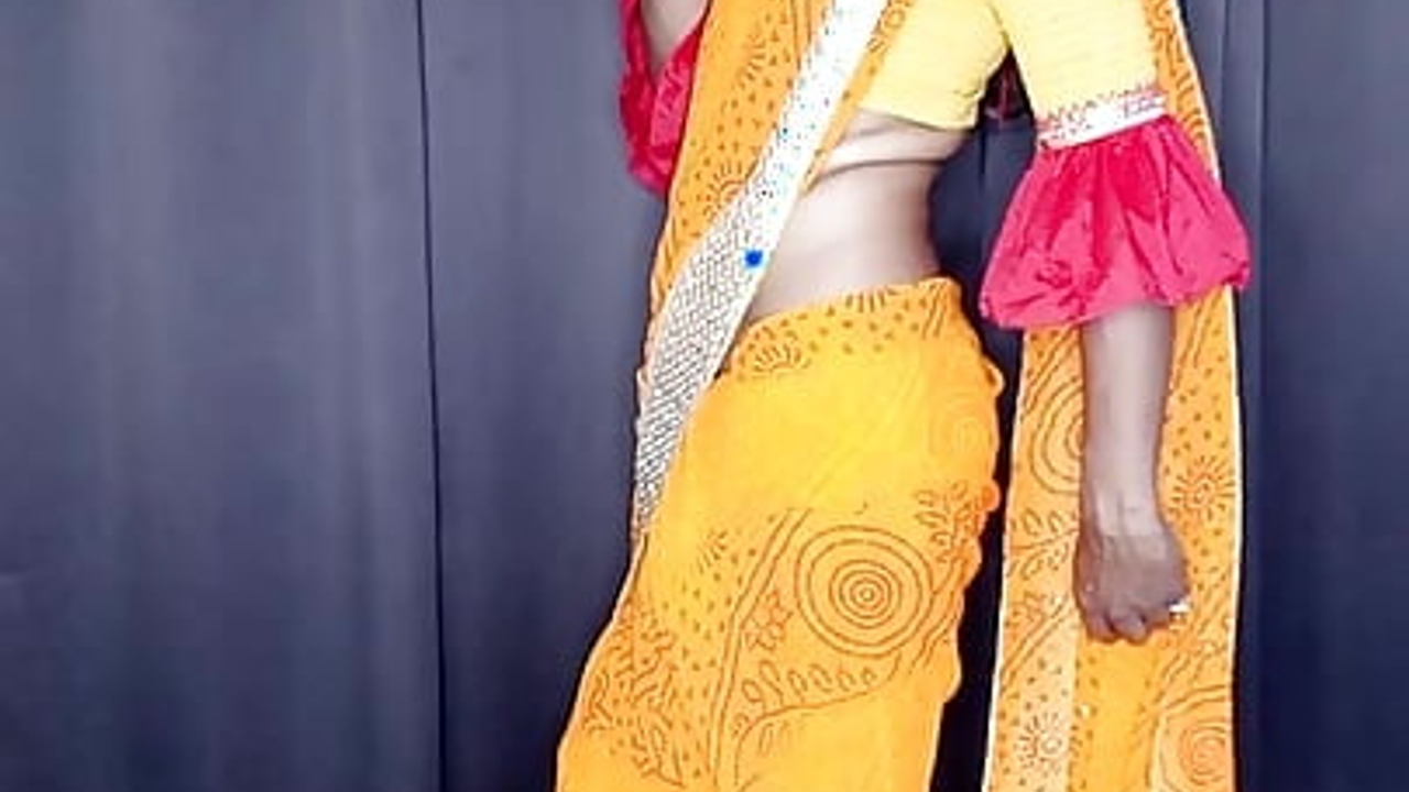 My hot yellow saree and sexy satin bra panty and peticot