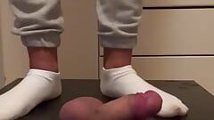 Cock Trample and Ballbusting with My White Ankle Socks