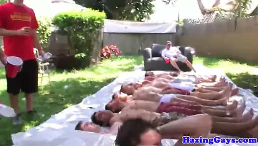 Outdoor college hazing with teens assfucking