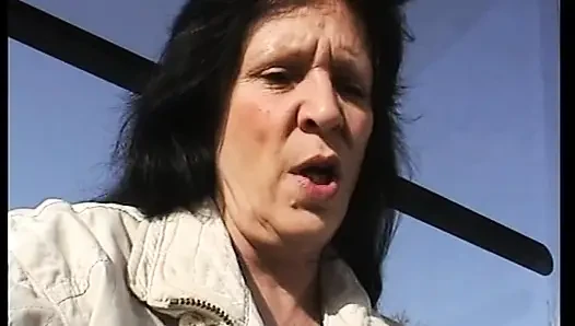 Ugly dark-haired German cougar enjoys solo action