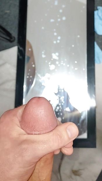 Massive cum shot squirt all over mirror