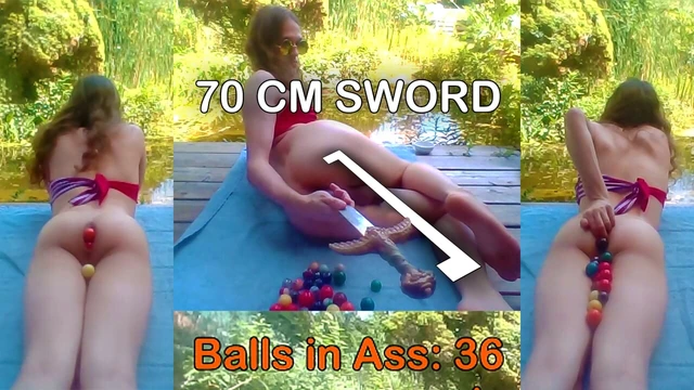 Runing her Ass at the Pool with 36 Balls and a Sword - Full Video o Manyvids and Fansly