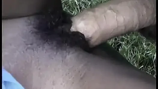 Hot black babe strips then suck on a large black cock