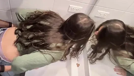 We have sex in the bathroom, while my husband is in the kitchen