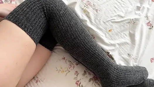 Stepbro Fucks His Sexy Stepsis in Long Socks – Morning Creampie POV