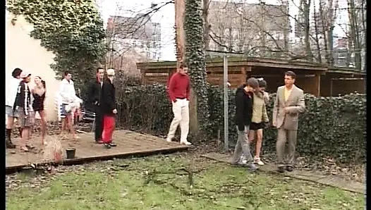 Alluring brunette German teen fucked by two horny dudes