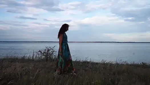 Volga marge in evening