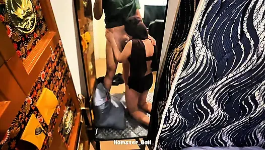 Blowjob by a Malaysian Muslim MILF Housemaid During the Rain