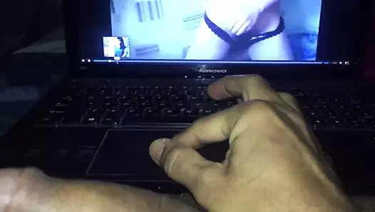 Strocking my cock while watching a femboy jerk off her cock
