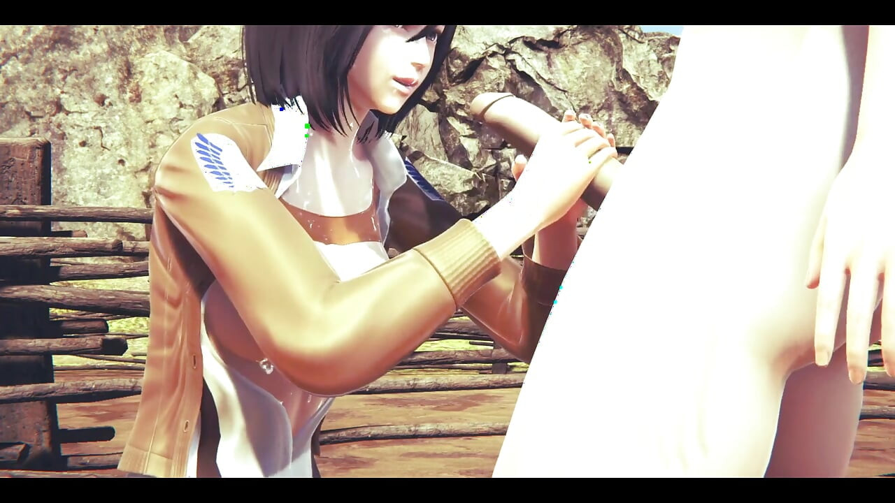 On Titans Hentai - Mikasa Do a Handjob with Cum in Her Face and Uses a Dildo - Manga Anime Japanese Asian Game Porn