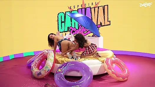 Two Hot Brazilian MILFs Having Sex at a Carnival Party.
