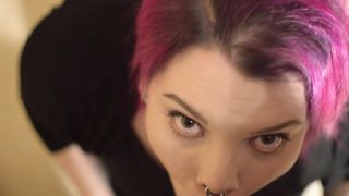 Swedish pink haired slut gets her throat used and abused