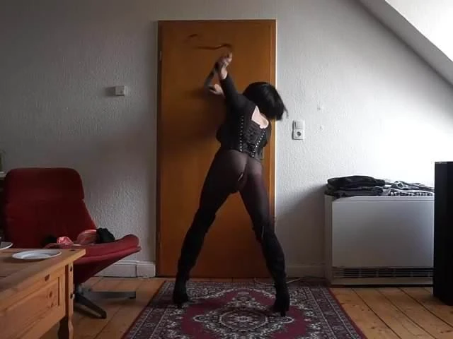 Naughty Sissy whipping herself