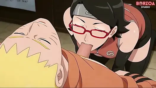 Naruto Sakura izlerken Sarada'yı sikiyor ve döllüyor, Boruto'ya ihanet etti (sansürsüz hentai)