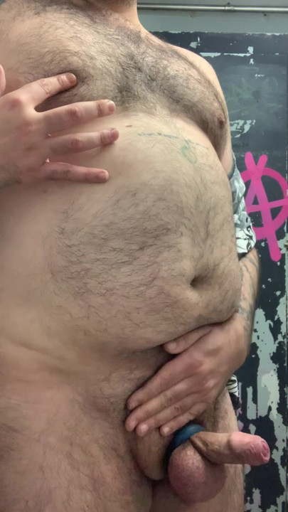 me jerking off my small hairy and uncut cock in a cockring in public toilet cruising