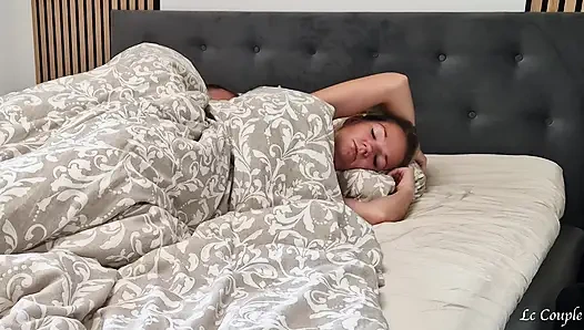 Husband slides his morning hard cock into wife's wet and slippery pussy