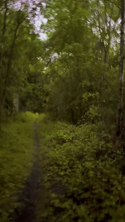 Exploring new tracks walking naked barefoot