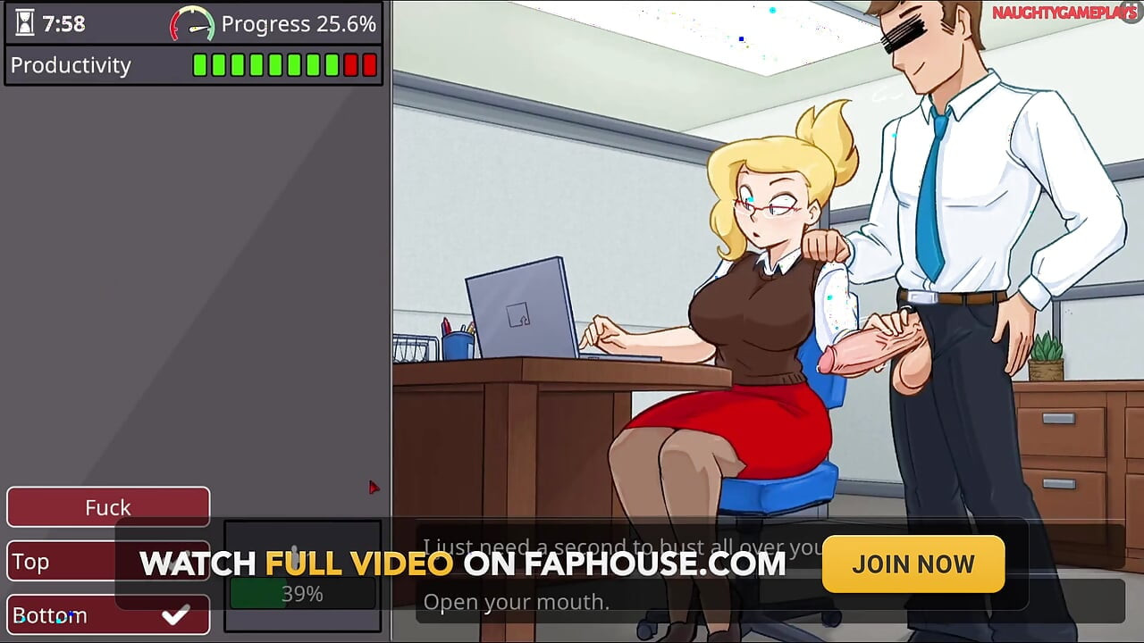Barely Working - Busty Blonde Fucked by Everyone in the Office - 3D Porn Game