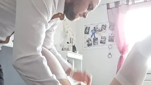 A bitch frolics with her dildos