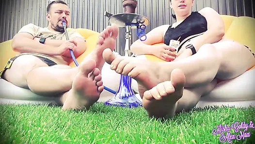 Rotes licht, grünes licht über schweißfüße von alpha-paar! Langes spiel & volle orgasmuskontrolle