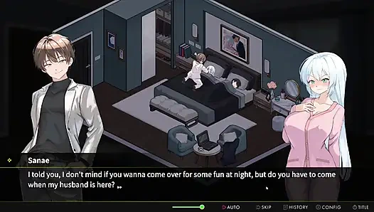 Hentai-spiel - immoral bathhouse - vollbusige ehefrau wird neben ahnungslosem ehemann geritten - NTR hardcore-sex