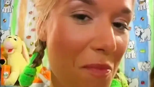 Two Horny Lesbian Teens Play with a Double Dildo in Their Pussy