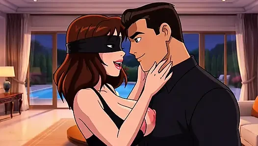 Blind Kiss auf der party entzündet burning desire und führt zu dampfender nacht mit meinem heißen kurvigen mitbewohner (KI generiert)