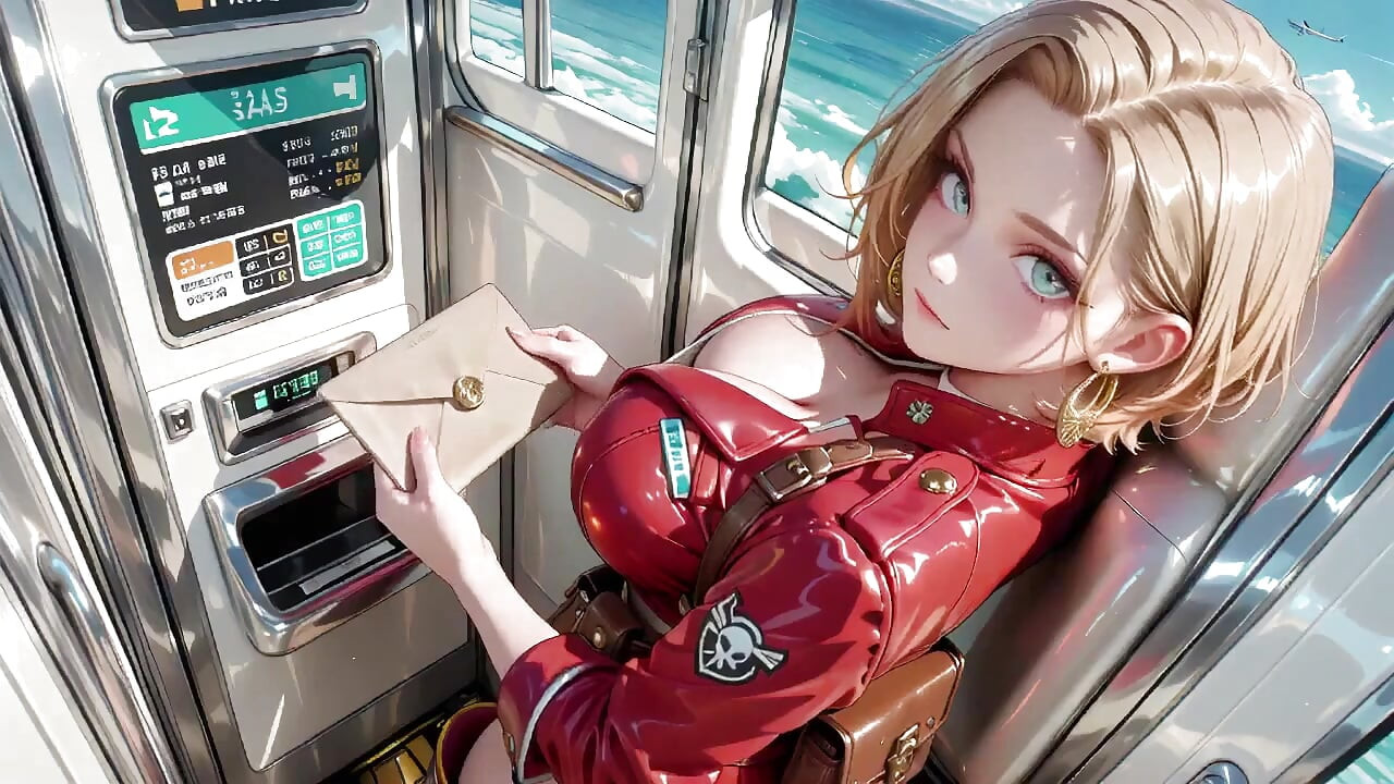 미래의 기차에서 금발 사령관! 빨간 페이턴턴 레더 유니폼은 미친 듯이