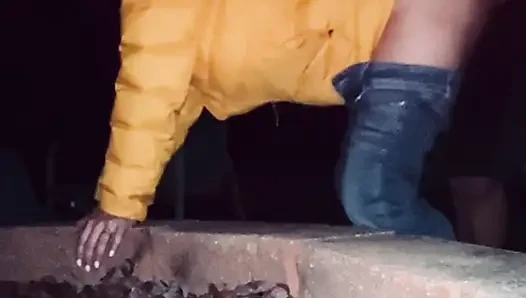 MILF smoking and getting fucked outside