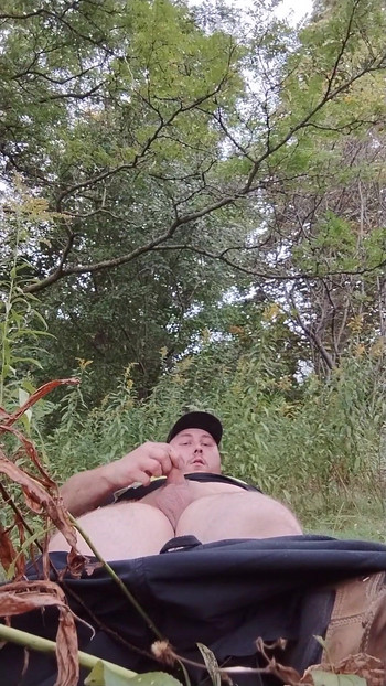 Powerful moment from "Fat autistic guy jerks & cums in forest pt. 1"