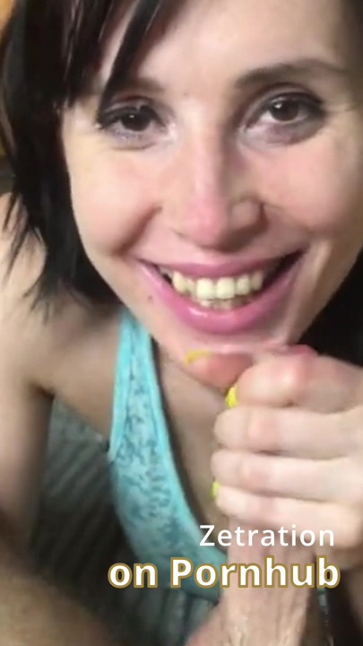 Sexy brunette gives a sweet blowjob and whispers dirty little phrases!